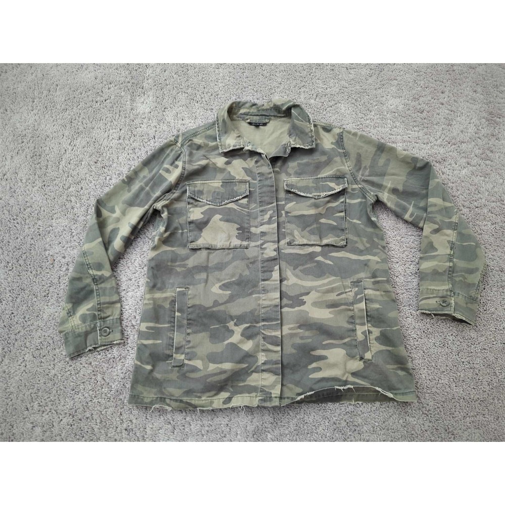 Topshop Jacket Womens 10 Green Camo Military Utility‎ Button Up Casual Outdoor